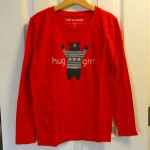 NWT Life is Good PJ top - red with bear graphic